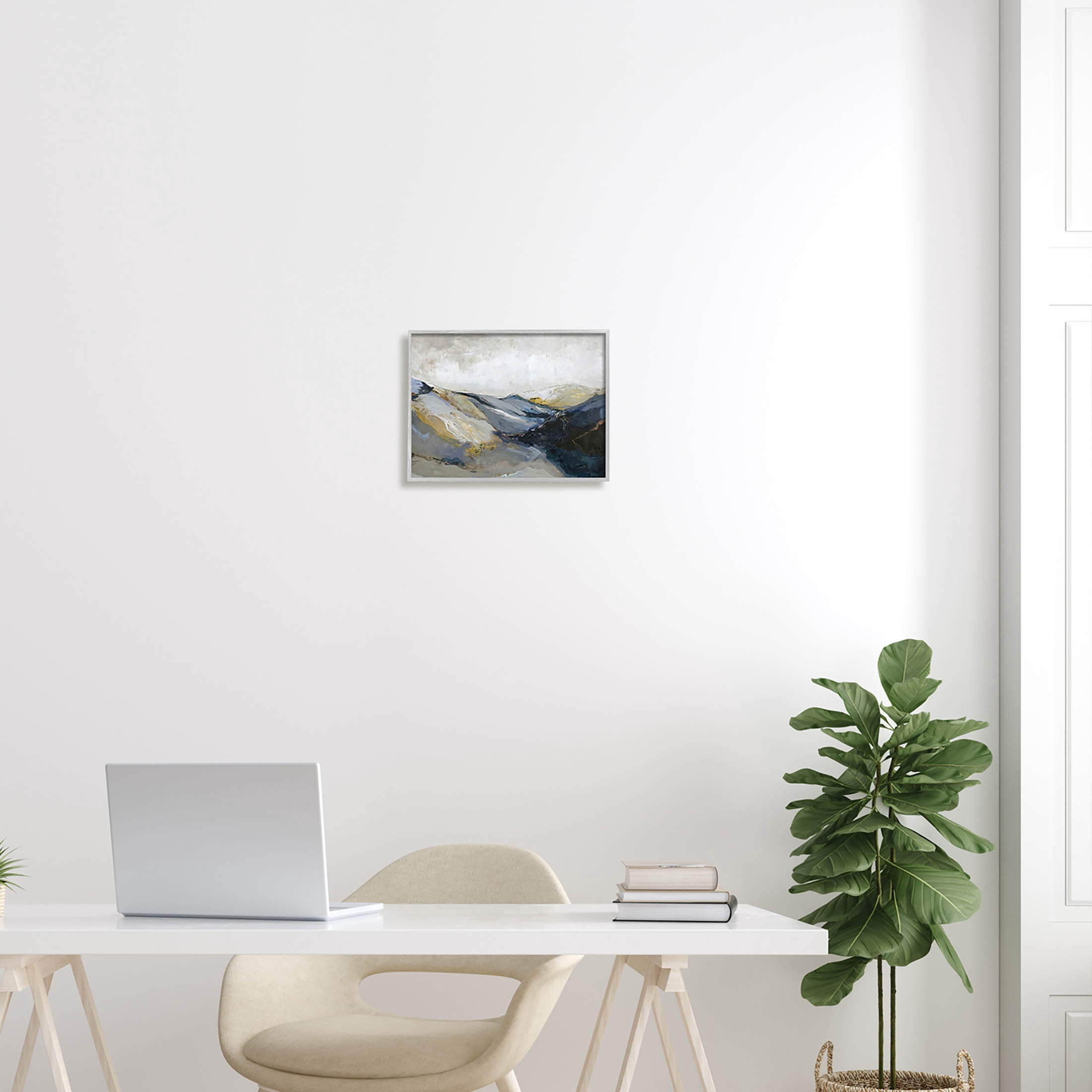 Stupell Industries Abstract Mountain Peaks Landscape Painting Gray Framed Art Print Wall Art, Design by Design Fabrikken