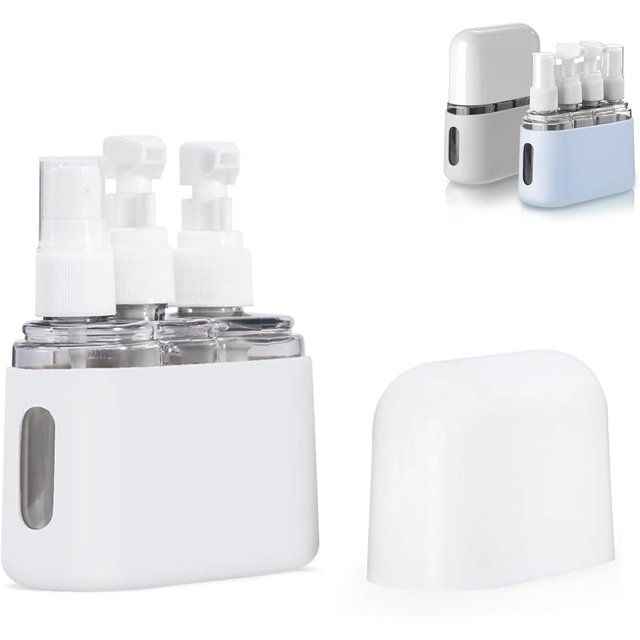 Mini Shampoo Dispenser Portable Travel Bottle Set, Mini Dispenser Portable Travel Set, Leak Proof Pump Bottles Containers Travel Size, Reusable Travel Bottles for Toiletries (Gray, 3 in 1)