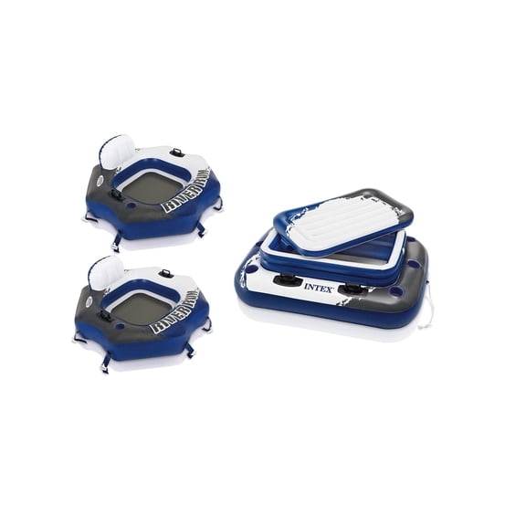 Intex River Run Connect Inflatable Tube (2 Pack) and Mega Chill II Cooler