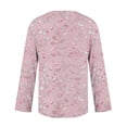 thumbnail image 4 of Uootdi Cute Summer Tops Asymmetrical Lapel V Neck 3/4 Sleeve Side Button Front Leaf Floral Branch All Over Print Soft Knit Boho Tops for Women Loose Fit Resort Airy Womens Tees, 4 of 5