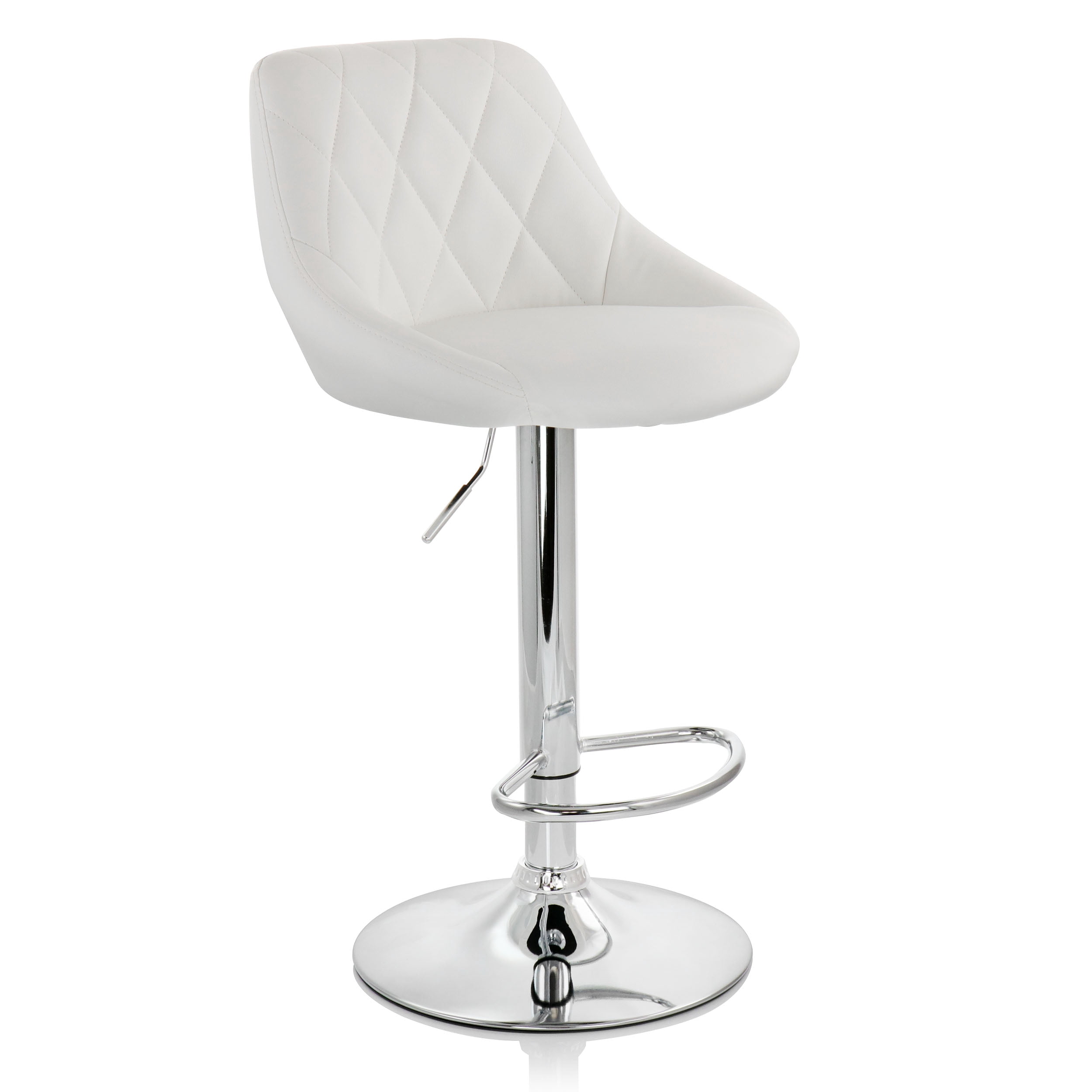 Elama Bar Stool with Adjustable Height & Swivel, White and Chrome, Set of 2