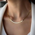 thumbnail image 2 of Yellow Gold 5mm Flat Herringbone Chain Necklace for Men or Women, 20" - 24", 2 of 6
