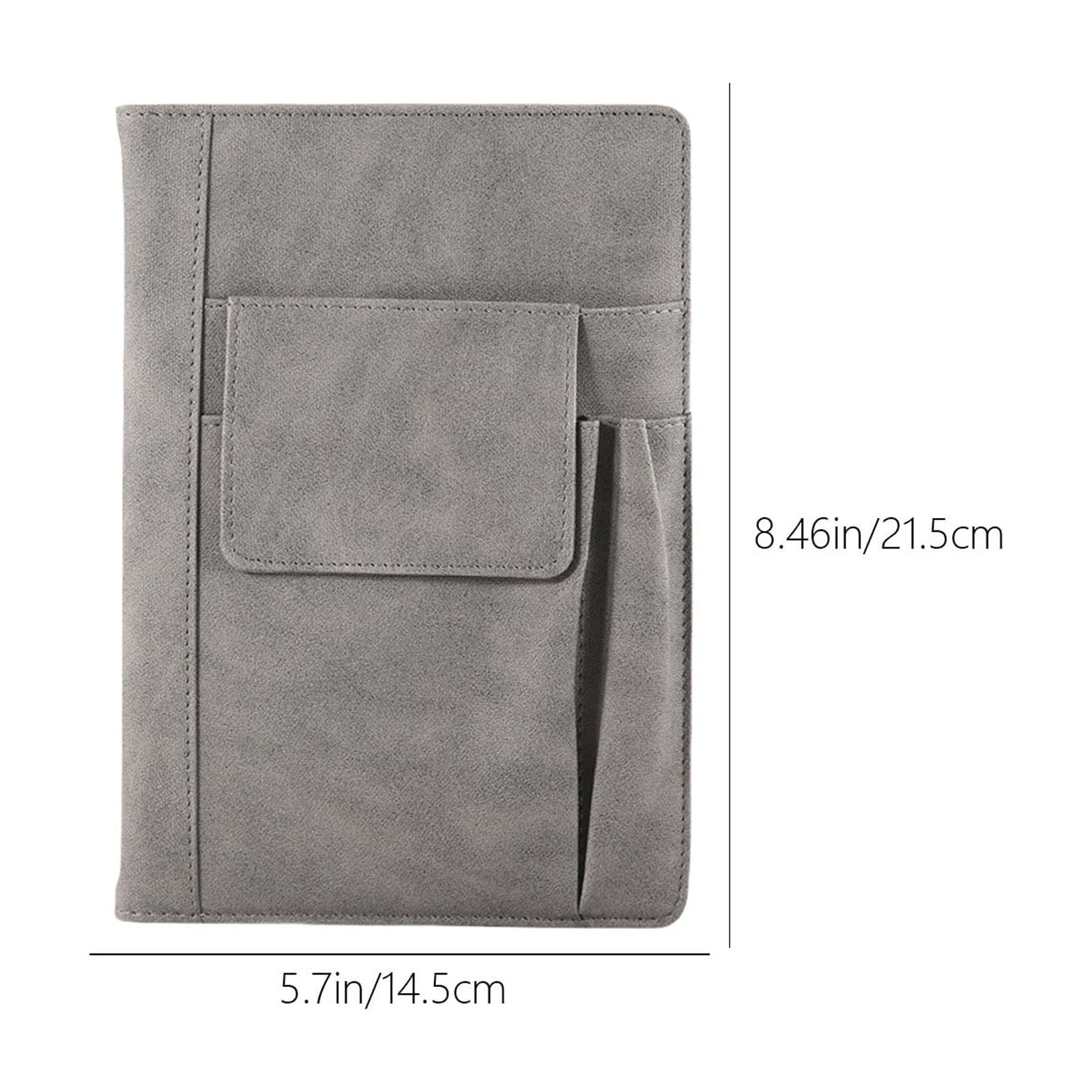 AUHomi Refillable Lined Leather Journal Notebook, A5 Size Hardcover Journal Notebook for Women Men, Thick Paper Notebooks with Front Pockets and Pen Pocket, Daily Premium Journal for Writing