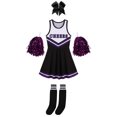 thumbnail image 3 of Manyakai Robe de Cheerleading pour Filles Enfants Tenue de Performance Tenue de Danse Costumes de Cheerleader avec Pompons Ensemble de Chaussettes Noir E 130, 3 of 5