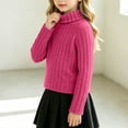 thumbnail image 5 of BXJX Girls Knit Sweaters, Casual Turtleneck Long Sleeve Warm Fall Pullover Tops Hot Pink Size 13-14 T, 5 of 6