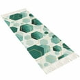 thumbnail image 2 of Turquoise Geometric Hallway Runner Rug 2x6ft,Gold White Hexagon Modern Washable Woven Living Room Bedroom Kitchen Bathrom Carpet with Tassels,Non-Shedding Indoor Outdoor Throw Door Mat for Entryway, 2 of 5