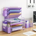 thumbnail image 2 of 7 Tier Desk File Organizer, Letter Tray Paper Organizer with Pen Holder and Metal Hanging Basket, Purple, 2 of 6