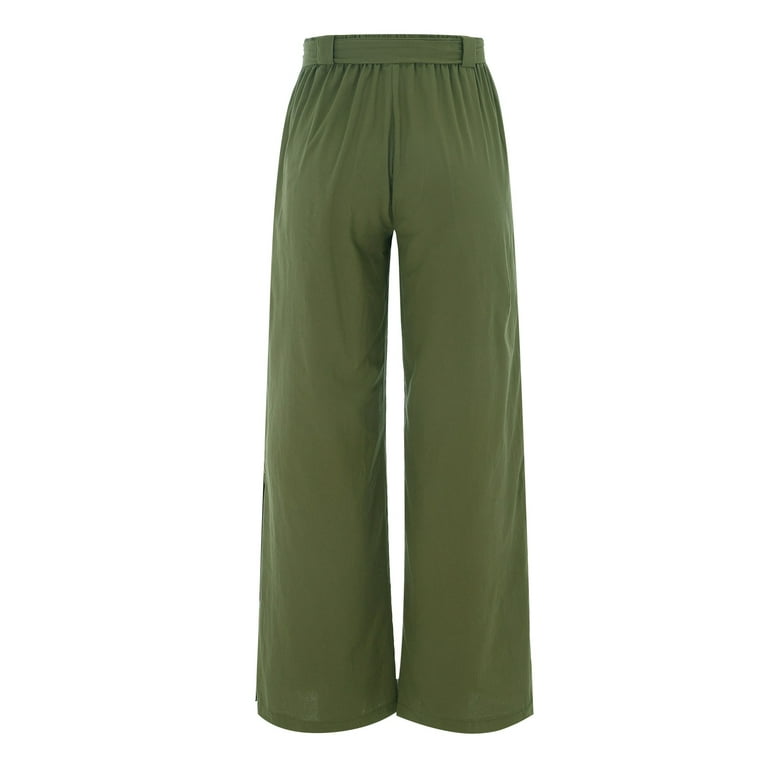 Vine Green Tencel Cotton Wide Leg Belted Pant - WOMEN Sally's Edit