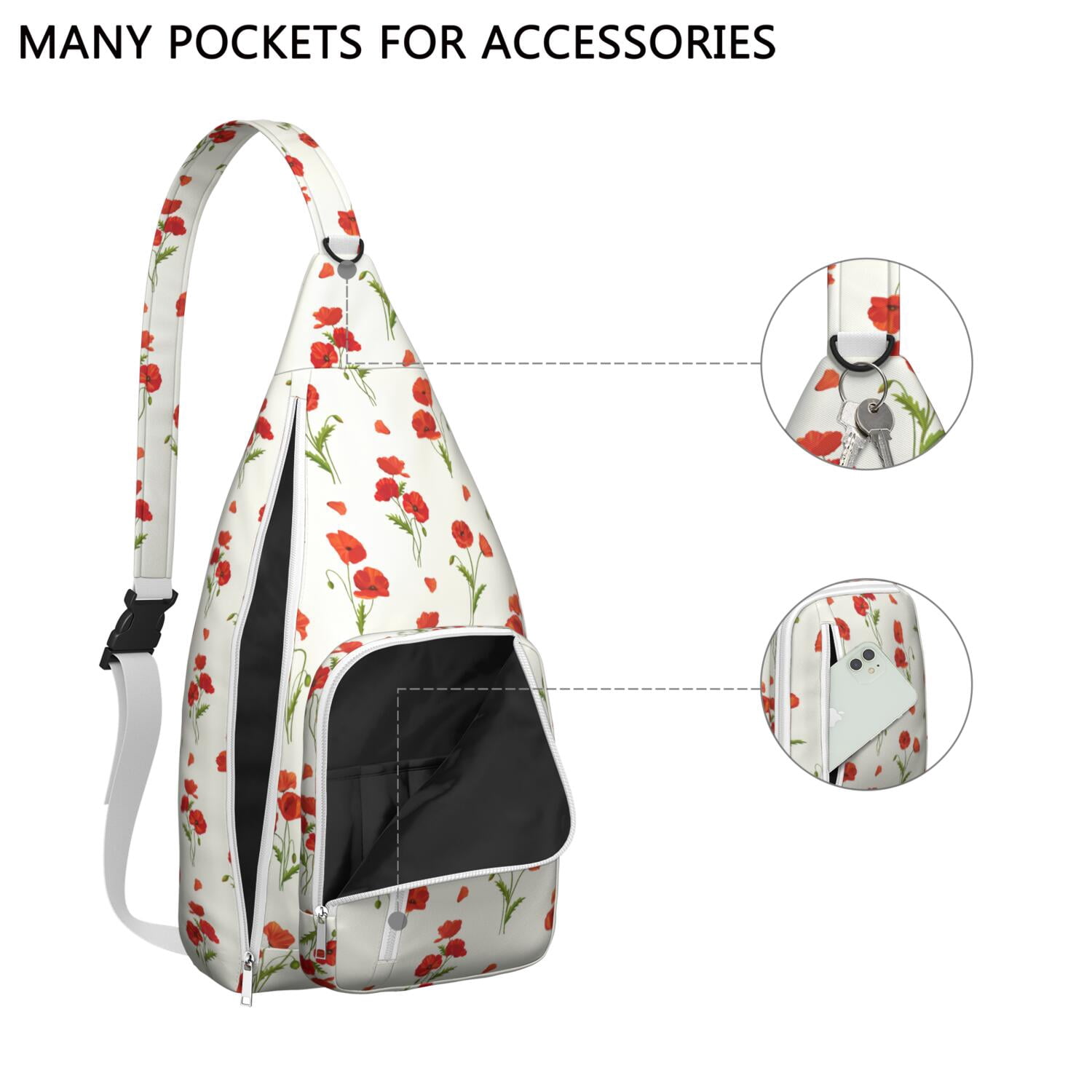 Lightweight Tear - resistant Sling Bag with Daisy Design for Unisex