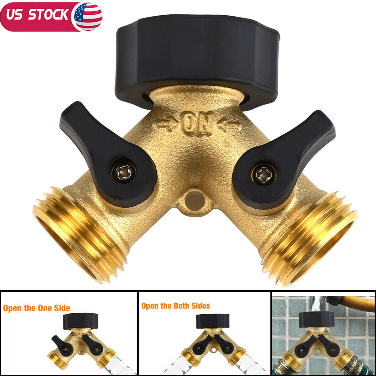 Garden Hose Connector MAXFLO Heavy Duty Brass Hose Shut Off Valve 2 Pack Fits All Standard Hoses Water Hose Valve Shut Off Shutoff Valve 4 Extra Pressure Washers