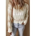 thumbnail image 4 of Women's White Cut Out Crochet Crew Neck Loose Fit Sweater - [ZhiHiMeRi] | (US 12-14)L, 4 of 6
