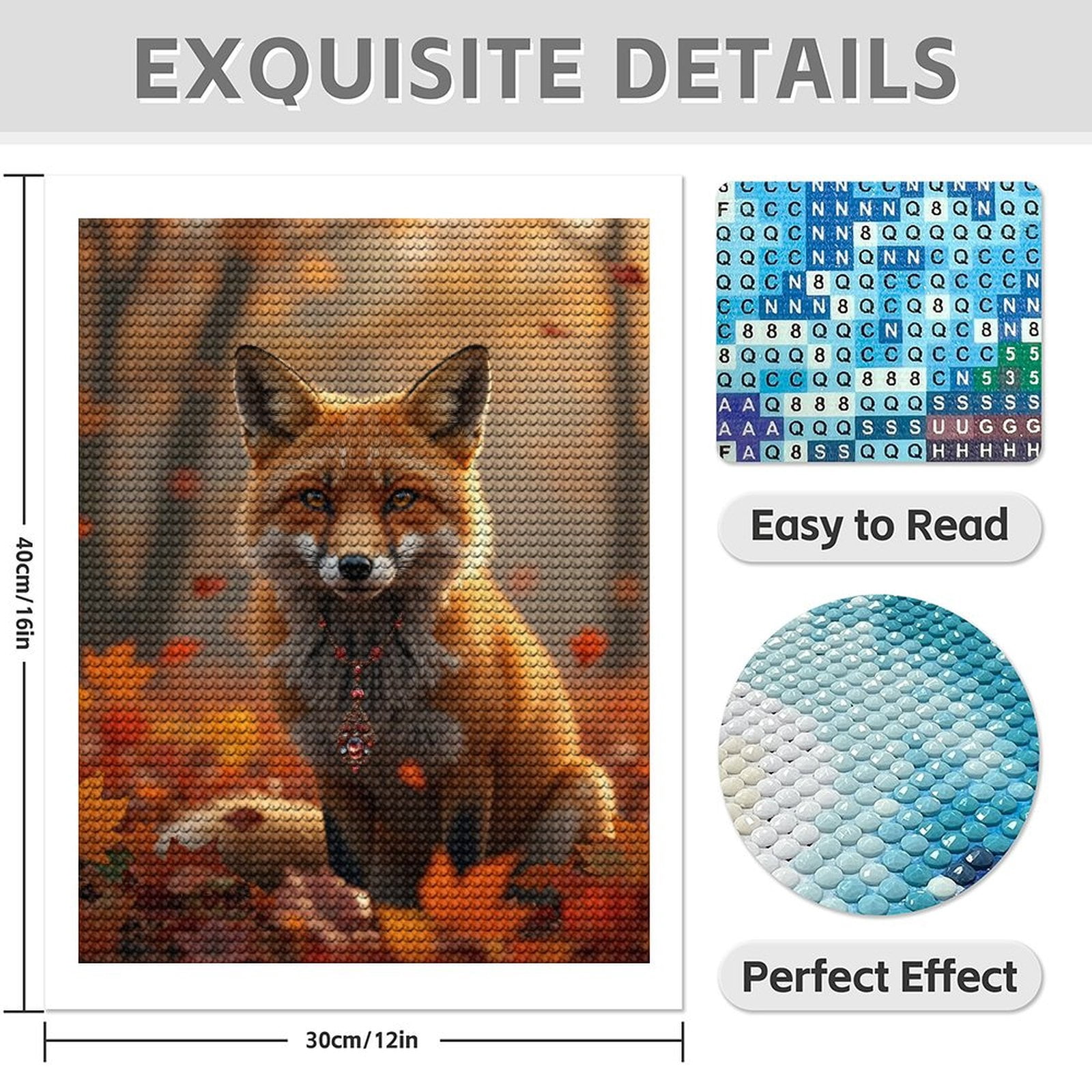 Diamond Art Kits for Adults - 5d Autumn Fox With Gem Necklace Diamond Painting for Adults, Diamond Art for Adults Beginners, Diamond Painting Kits for Adults for Home Wall Decor