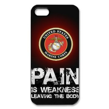 Ganma USMC Marine Corps Pain Is Weakness Leaving The Body Case For iPhone 5 5S Best Durable Cover Case Christmas Gift