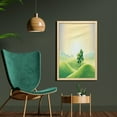 thumbnail image 2 of Landscape Wall Art with Frame, Sunrise on Rural Valley Fields Hills Tree Illustration, Printed Fabric Poster for Bathroom Living Room, 23" x 35", Cream Fern Green, by Ambesonne, 2 of 2