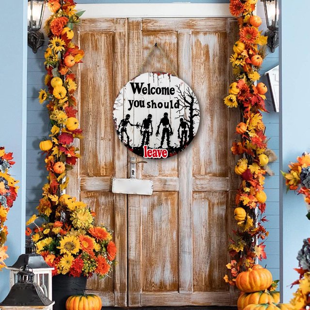 Fiudx Ofertas de la semana Decoración de Halloween de 11,8 pulgadas para colgar en la pared, de madera, no es fácil de romper ni doblar, para fiestas de Halloween, decoración interior del hogar