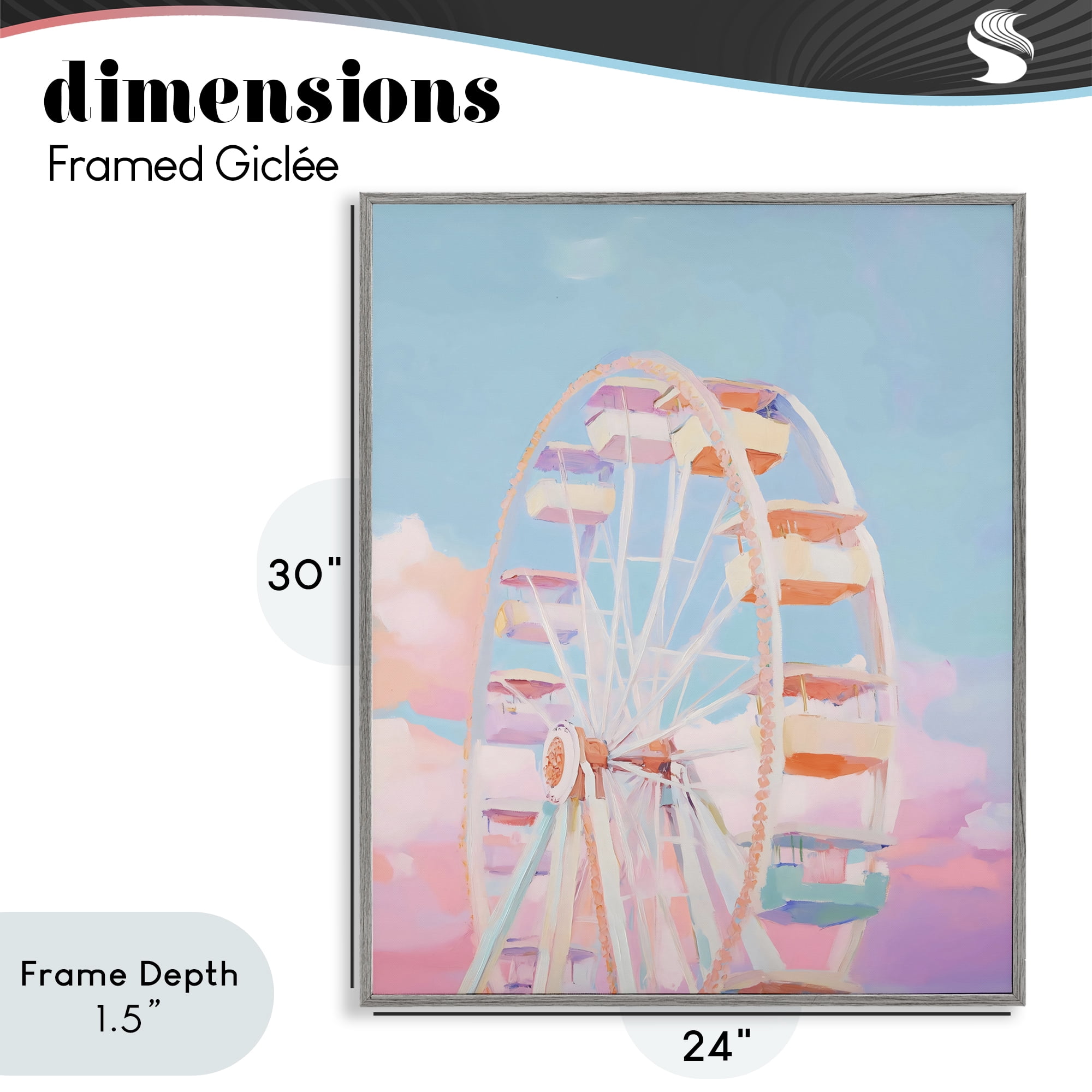 Stupell Industries Ferris Wheel & Cotton Candy Sky Gray Framed Giclee Art, design by The Prints Vibe