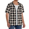 thumbnail image 4 of Honeii 's Black Plaid Heart for men's short-sleeved button-up collared shirt featuring a pocket, perfect for beach vacations, and travel adventures., 4 of 5