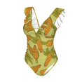 thumbnail image 4 of Yiaed Corn Print Women's Ruffled One Piece Swimsuit V Neck Swimwear Slimming Monokini for Woman-X-Large, 4 of 8
