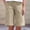 Khaki, variant on Xysaqa Women's Cotton Linen Shorts Casual Bermuda Shorts for Women Summer Beach Pull On Short with Elastic High Waisted & Pockets S-XXL