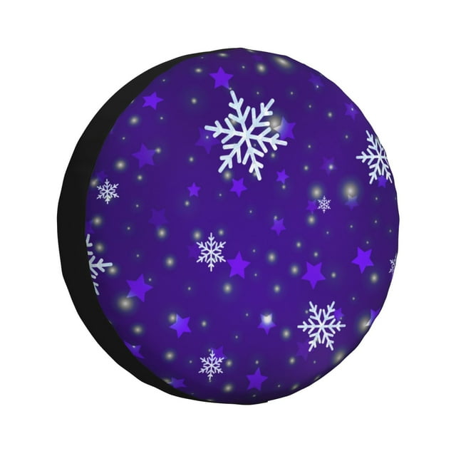 Wukai Housse de Pneu de Rechange Imprimé Flocons de Neige Violet Foncé pour Remorque RV, Imperméable PVC Cuir Synthétique Housse de Roue pour Camion, Remorque, RV, SUV, Campeur-16 Pouces