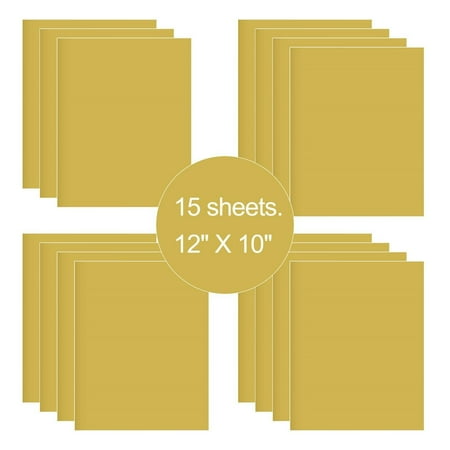 15 Sheets Gold 12" x 10" Pre Cut HTV Iron On Heat Transfer Vinyl Paper for T-Shirts Cricut Silhouette