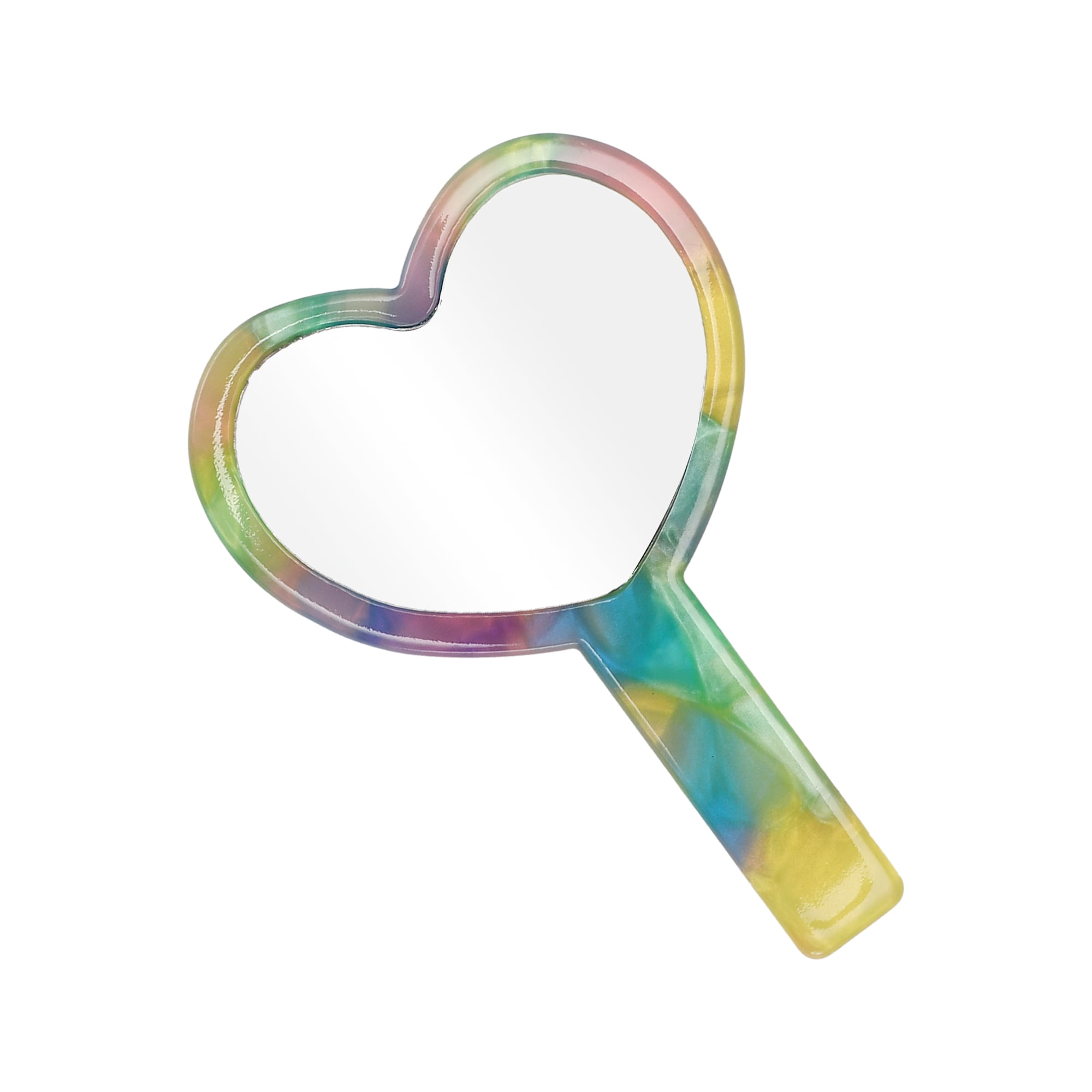 Unique Bargains Heart Shape Handheld Mirror Multicolor