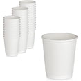 thumbnail image 1 of Zhuge 100 vasos de café desechables - Vasos de café para llevar con aislamiento de doble pared de color blanco de 14 oz - Vasos de papel Kraft para bebidas, espresso y cacao sin tapa - Blanco, 1 of 5