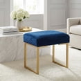 thumbnail image 3 of Cortesi Home Allium Ottoman with Painted Gold Legs, 19" Wide, Blue Velvet, 3 of 8