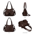 thumbnail image 3 of QYMHOODS Hobo Bag for Women Multi Pockets Handbags Large Capacity Leather Purse for Daily Life and Work,Coffee, 3 of 5