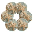 thumbnail image 6 of 6 Pcs Drink Coasters with Holder 3.94in Woven Coasters for Drinks Starfish with Flowers Coaster Set for Protection Table, 6 of 7