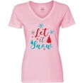 thumbnail image 3 of Inktastic Let It Snow, Snowflakes, Christmas - Red Blue Gray Women's V-Neck T-Shirt, 3 of 5