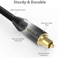 thumbnail image 3 of Syncwire Digital Optical Audio Cable 6.6 Feet - Flexible Nylon Braided Toslink Digital Optical Cord with 24K Gold-Plated Connectors for Soundbar, Smart TV, PS4, Xbox, DVD, Home Theater - Black, 3 of 6
