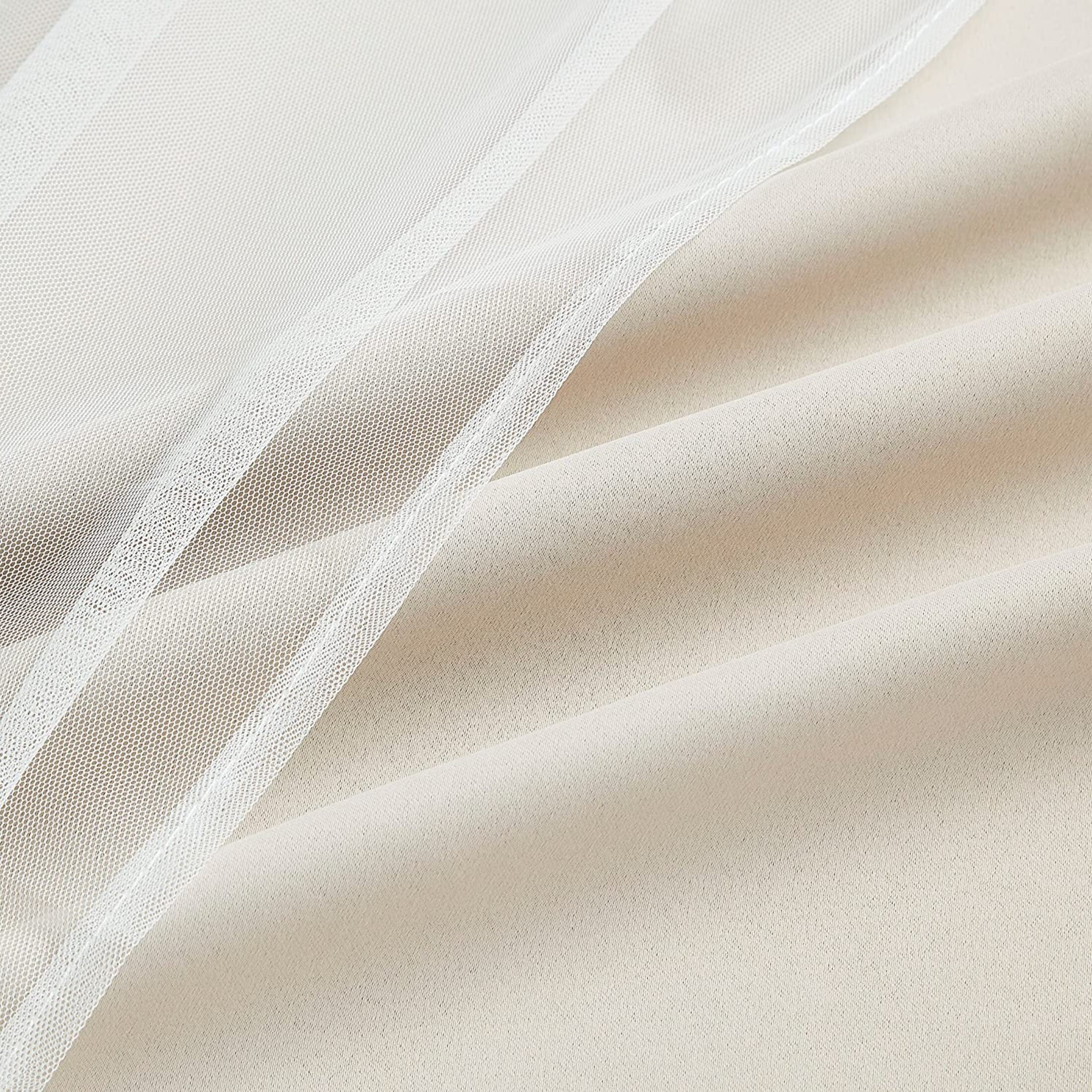 Pinewave Blackout Curtains with Sheer Overlay Mix and Match Double Layer.Grommet Top,37"Wx63"L,Beige,2 Panels
