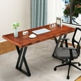 thumbnail image 2 of IMIKEYA Stable Brown Office Desk Large Spacious Work Area for Home and Commercial Use, 2 of 15