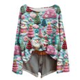 thumbnail image 2 of FDGIU Women's Christmas Long Sleeve T-Shirt - Lightweight Christmas Tree Graphic Top, Snowflake Sequined Blouse, Xmas Vacation Casual Sweatshirt, 2 of 6