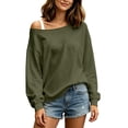 thumbnail image 5 of Diufon Off Shoulder Sweatshirt for Women Long Sleeve Drop Shoulder Pullover Tops Soft Comfy Fall Winter Warm Sweatshirts, 5 of 9
