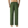 thumbnail image 4 of MRULIC jeans for men Pants Lightweight Men's Elastic Casual Home Pants Waist Loose Cotton-Linen Men's pants Men Casual Pants Green + M, 4 of 8