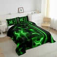 thumbnail image 3 of Erosebridal Black Green Plaid Bedding King Comforter Set,Modern Geometry Down Comforter,Geometric Honeycomb Bedding Sets King with Comforter,Microfiber Bedroom Decor Reversible,3-Piece, 3 of 8