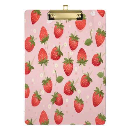 Acrylic Clipboards Strawberries A4 Standard Size Clipboard 12.5" X 9" Clip Board for Office School Teacher Women Men