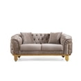 thumbnail image 3 of Vanessa Tufted Upholstery Loveseat finished with Velvet Fabric in Taupe, 3 of 3