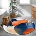 thumbnail image 3 of Round Rugs 3Ft, Navy Blue Burnt Orange Round Area Rug Washable Indoor Throw Carpet, Abstract Modern Geometric Small Non Slip Circle Rug for Bedroom Living Room Home Decor Aesthetic, 3 of 8
