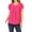 Fuchsia, variant on Women's Casual Floral Print Pleated Front Petal Cap Sleeve Round Neck Tee Blouse Top