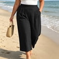thumbnail image 5 of Khunlpohl Womens Capri Pants Plus Size Wide Legs Palazzo Elastic High Waist Pant Casual Baggy Plain Capris Trousers with Pockets, 5 of 7