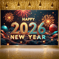 thumbnail image 6 of Golden Numbers Happy New Year Banner Fireworks Design 2026 New Year Display Festive Colorful Ornaments New Year Backdrop for New Year Party New Year Eve Holiday Celebration, 6 of 9