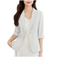 thumbnail image 6 of Kaliqueen 3/4 Ruched Sleeve Blazers for Women Open Front Cardigan Suit Jacket One Button Lapel Business Casual Blazer Jackets, 6 of 8