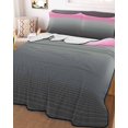 thumbnail image 3 of Quilts Full Size, Pink Grey Ombre Soft Comforter Bedding Set for Bed, Modern Geometric Striped Abstract Art Lightweight Quilted Bedspread with Pillow Cover(2 Pieces) for All Season, 78x90 Inch, 3 of 6