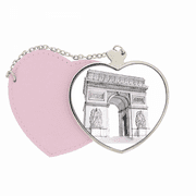 Arc De Triomph in Paris France Mirror Travel Purse Makeup Heart Pink
