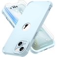 thumbnail image 1 of TEMOGU-for iPhone 13 Case with [2 Tempered Glass Screen Protector] [Camera Protection] Shockproof Soft Silicone Back and Hard PC Protective Bumper Cover for iPhone 13 Cover (2021)-Baby Blue, 1 of 4