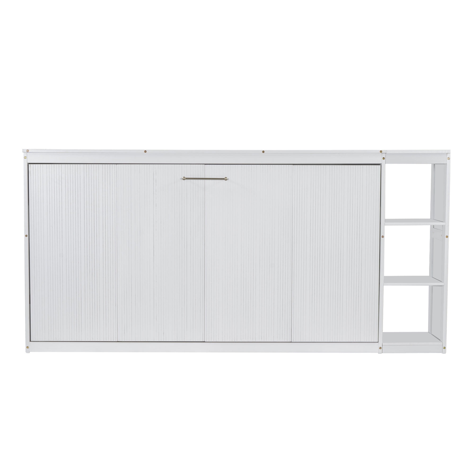 MAYEERTY Twin Size Murphy Bed - With Bookshelf, White
