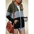 thumbnail image 4 of Sudadera con capucha y cremallera para mujer, abrigo informal de poliéster con bolsillo y manga larga para otoño e invierno, verde militar S, 4 of 7